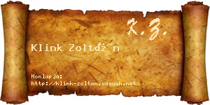Klink Zoltán névjegykártya